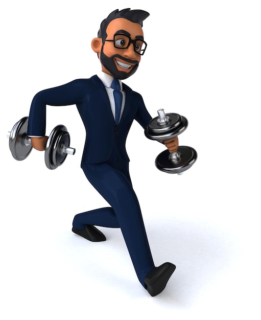 Divertida ilustración de dibujos animados en 3D de un hombre de negocios indio