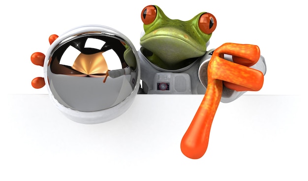 Divertida ilustración de dibujos animados en 3D de una rana común