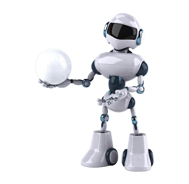 Divertida ilustración de robot de dibujos animados en 3D