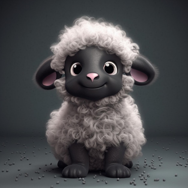Divertida oveja negra estilo dibujos animados 3d animales divertidos raro
