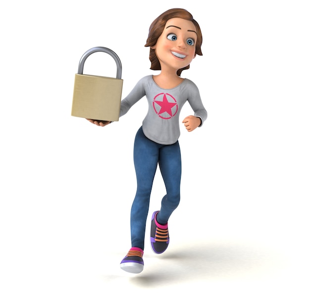 Divertida representación 3D de una adolescente de dibujos animados