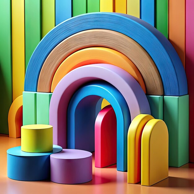 Divertidas formas abstractas con colores vibrantes imágenes 3D con brillo extra luz y suavidad