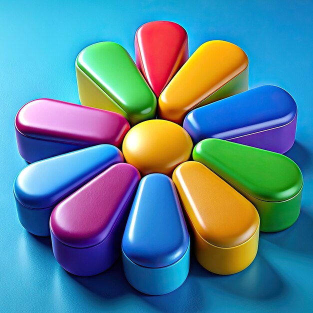 Divertidas formas abstractas con colores vibrantes imágenes 3D con brillo extra luz y suavidad
