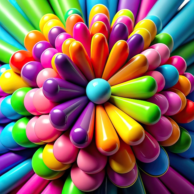 Divertidas formas abstractas con colores vibrantes imágenes 3D con brillo extra luz y suavidad