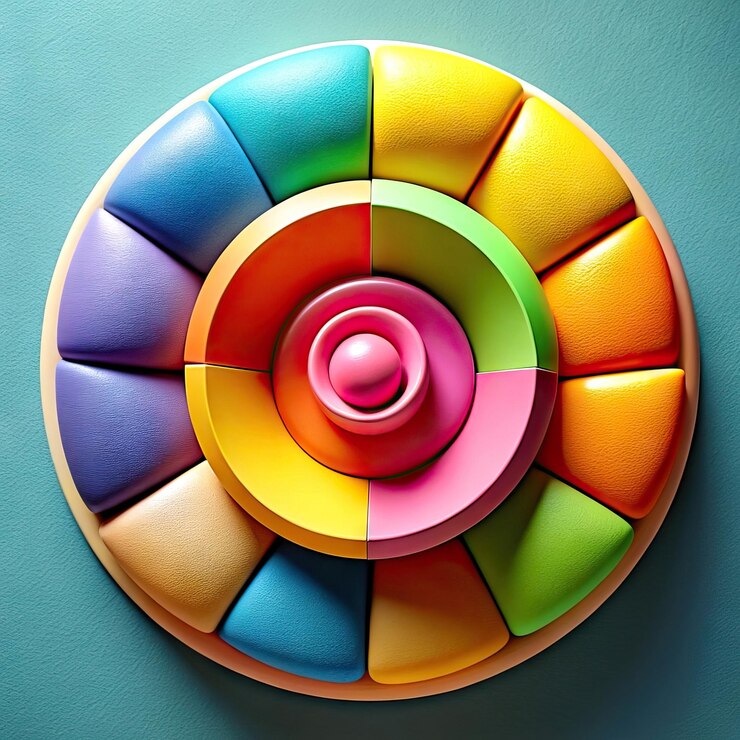 Foto divertidas formas abstractas con colores vibrantes imágenes 3d con brillo extra luz y suavidad