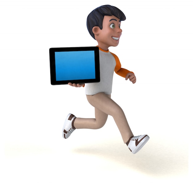 Divertido, 3d, caricatura, asiático, adolescente