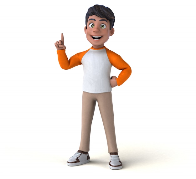 Divertido, 3d, caricatura, asiático, adolescente