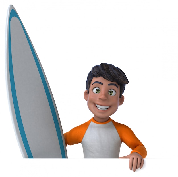 Divertido, 3d, caricatura, asiático, adolescente