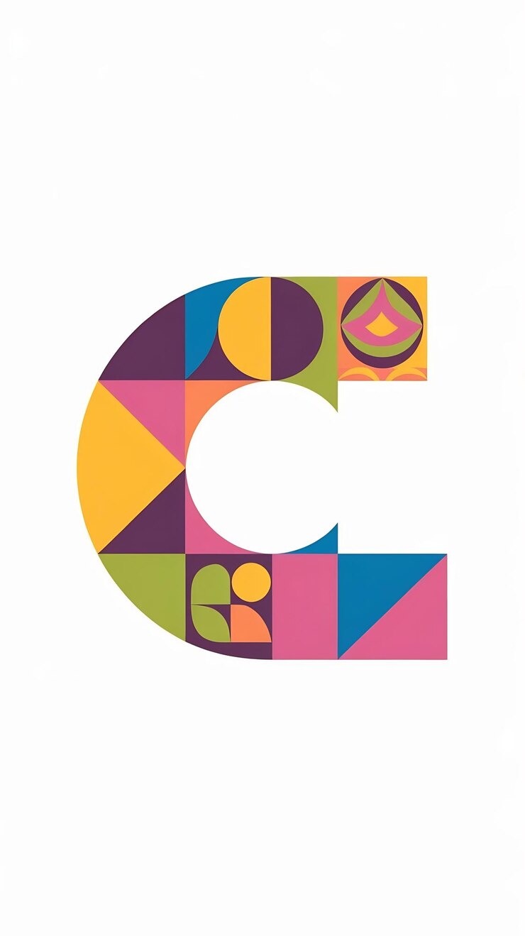 Foto divertido abstract colorido logotipo c letra plana tipos icono signo vector
