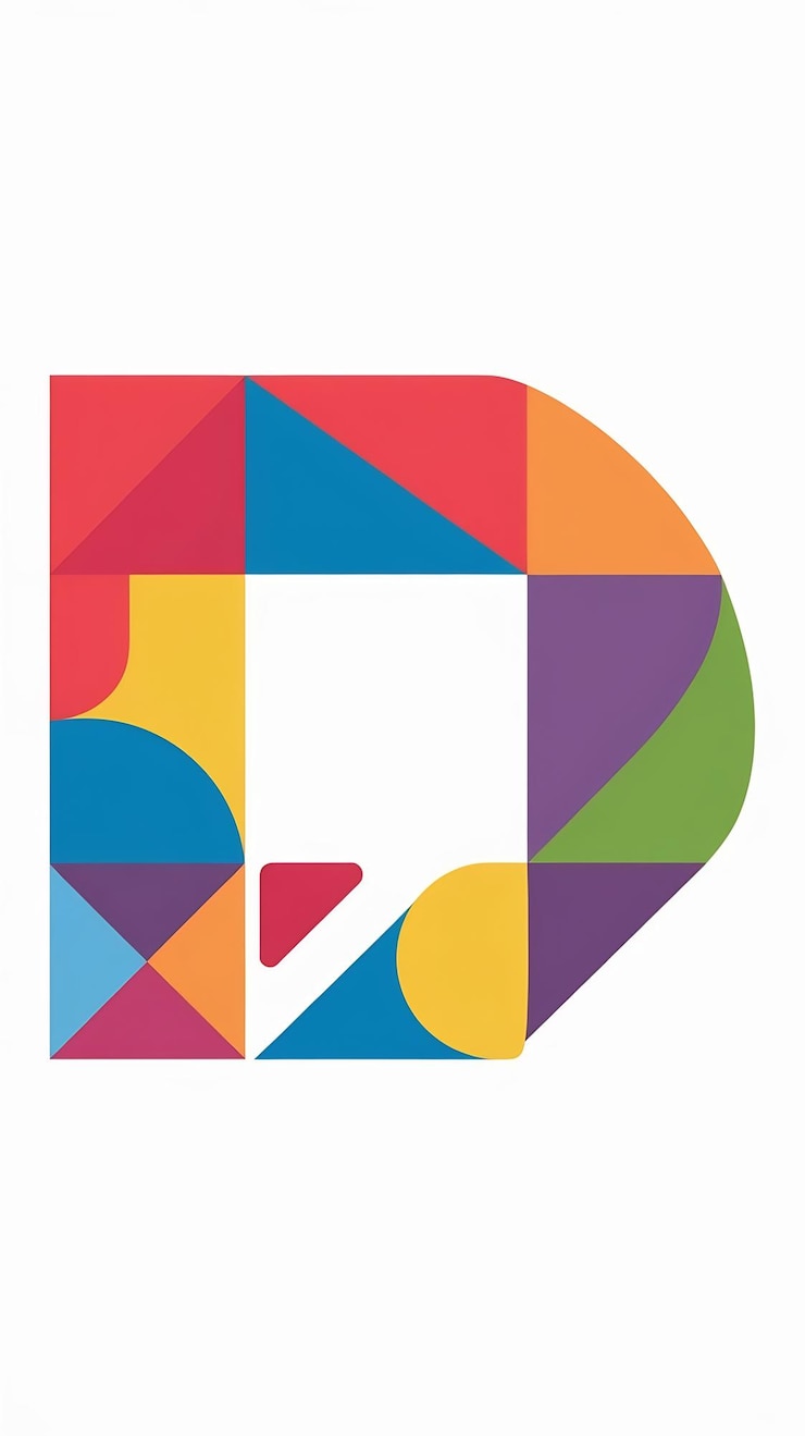 Foto divertido abstract colorido logotipo d letra plana tipos icono signo vector