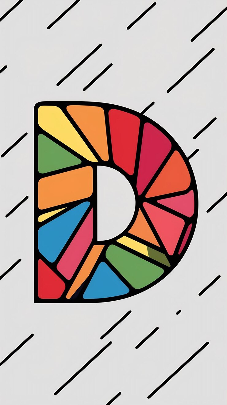 Foto divertido abstract colorido logotipo d letra plana tipos icono signo vector