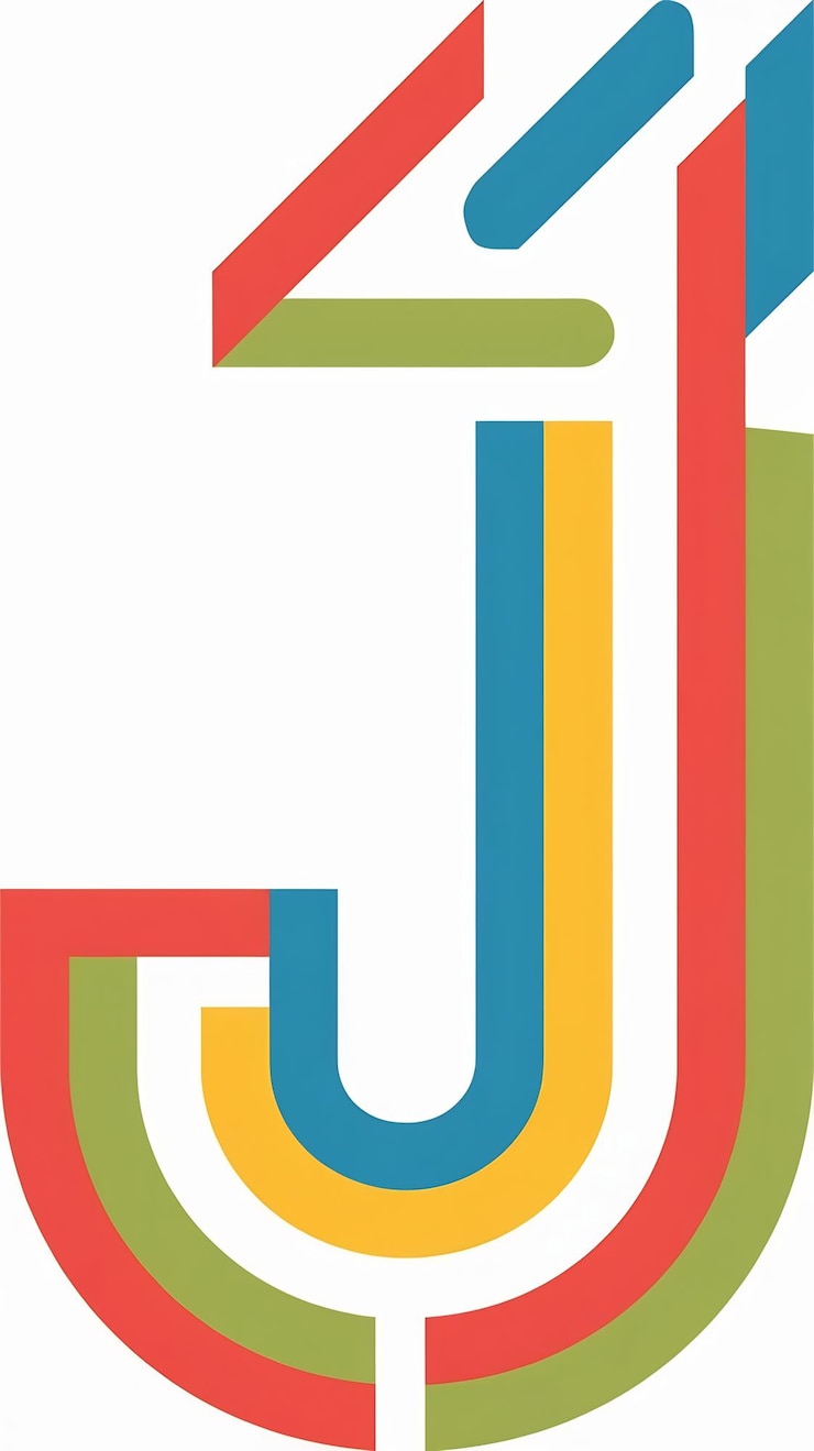 Foto divertido abstract colorido logotipo j letra plana tipos icono signo vector