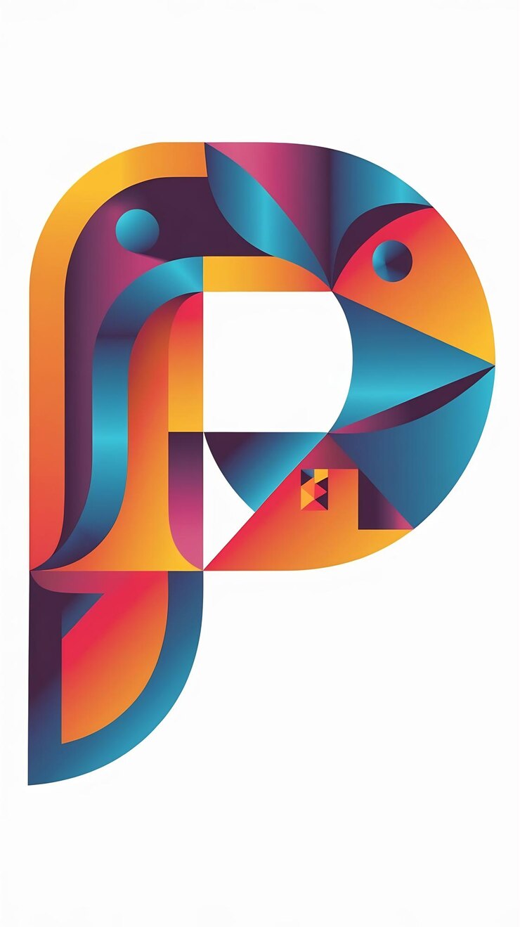 Foto divertido abstract colorido logotipo p letra plana tipos de icono signo vector