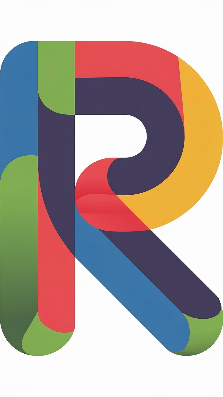 Foto divertido abstract colorido logotipo r letra plana tipos icono signo vector