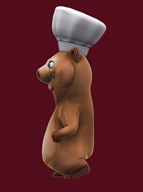 Divertido cocinero de osos de dibujos animados en 3D