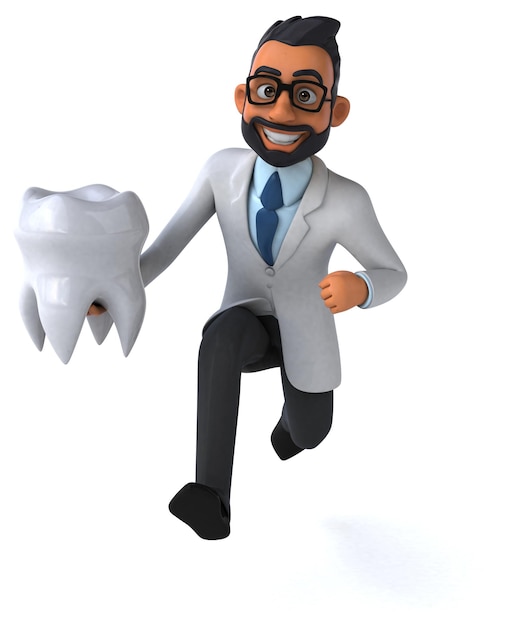 Divertido dentista indio de dibujos animados en 3D