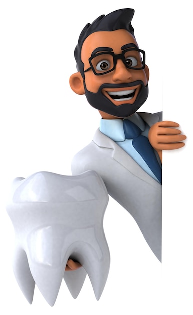 Divertido dentista indio de dibujos animados en 3D