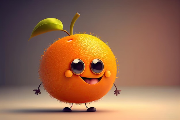 Divertido diseño de personajes de frutas naranjas IA generativa