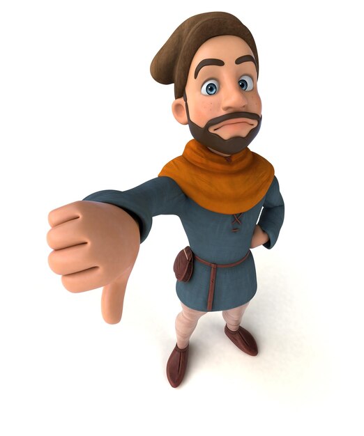 Divertido hombre medieval de dibujos animados en 3D