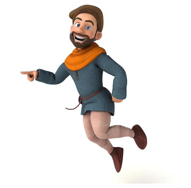 Divertido hombre medieval de dibujos animados en 3D