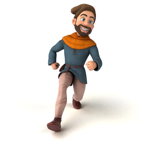 Divertido hombre medieval de dibujos animados en 3D