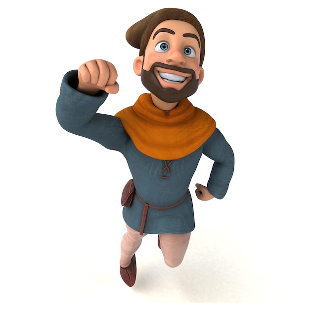 Divertido hombre medieval de dibujos animados en 3D