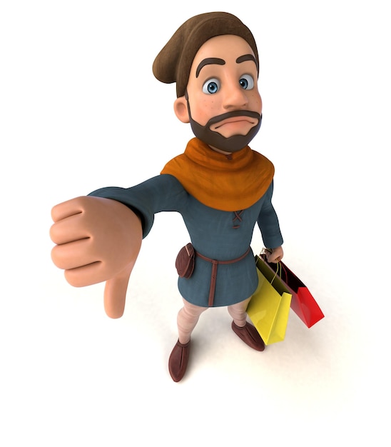 Divertido hombre medieval de dibujos animados en 3D