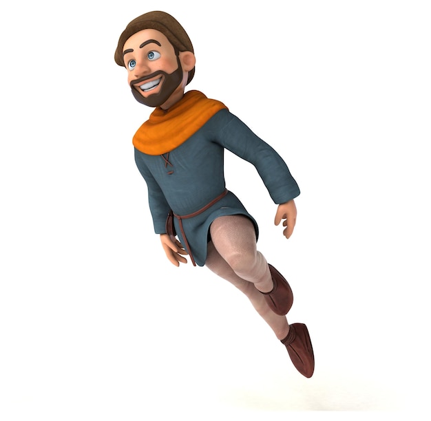 Divertido hombre medieval de dibujos animados en 3D