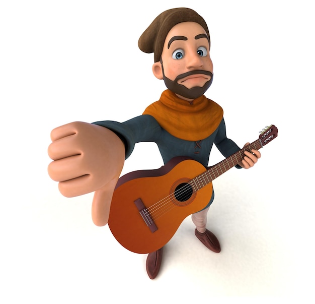 Divertido hombre medieval de dibujos animados en 3D