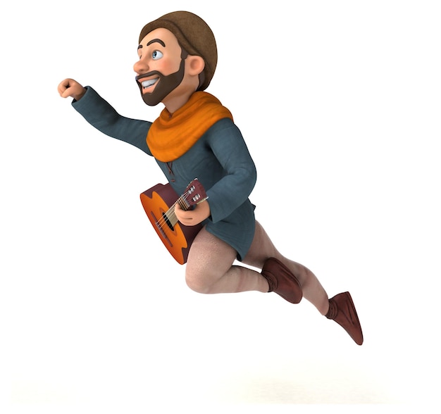 Divertido hombre medieval de dibujos animados en 3D