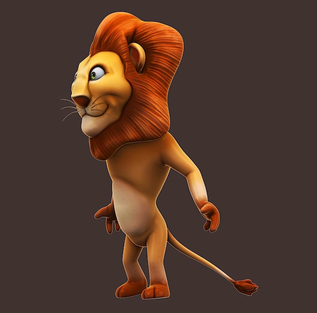 Divertido león de dibujos animados en 3D