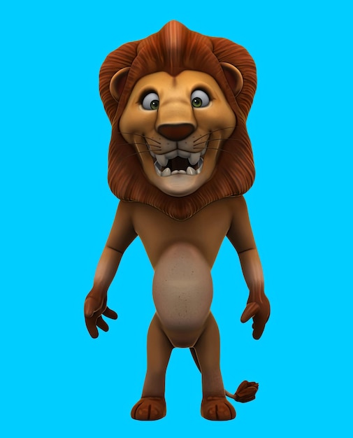 Divertido león de dibujos animados en 3D