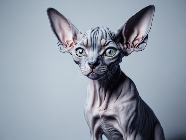 Divertido lindo gato sphynx sobre fondo pastel suave ai generativo