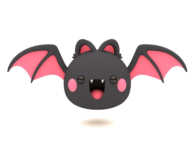 Foto divertido y lindo personaje de halloween black bat en estilo kawaii