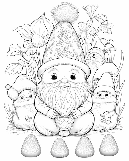 Divertido livro para colorir de gnomos de Páscoa para crianças