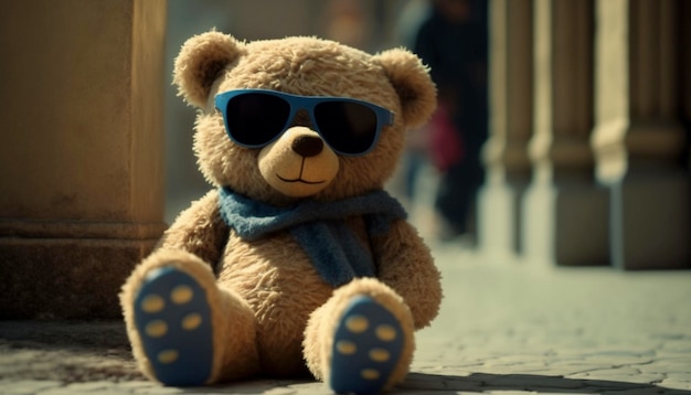 Divertido oso de peluche con gafas de sol Generative Ai