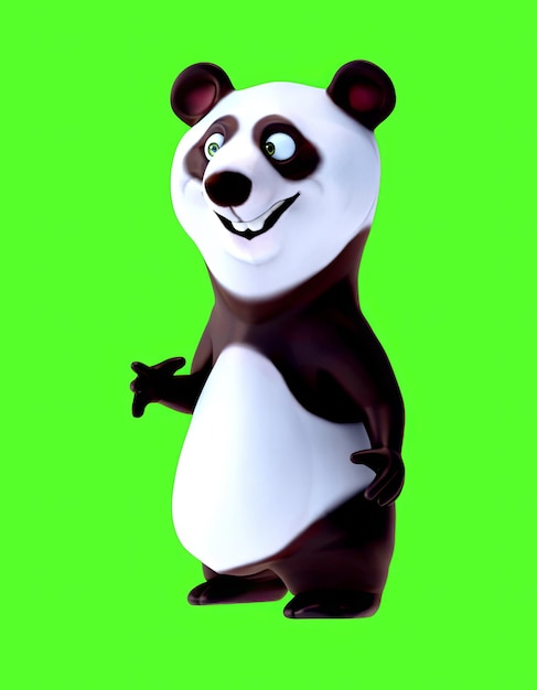 Divertido panda de dibujos animados en 3D hablando y presentando