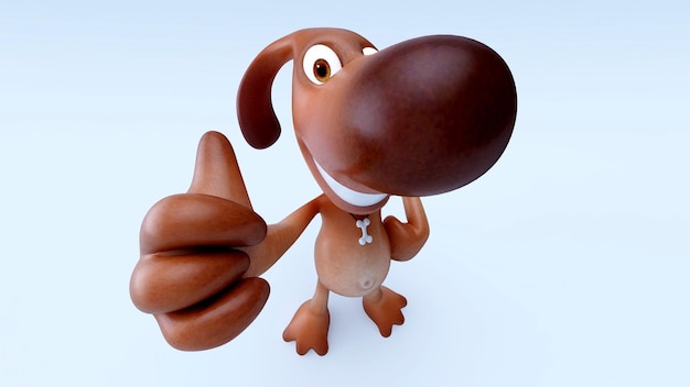 Divertido perro marrón de dibujos animados en 3D