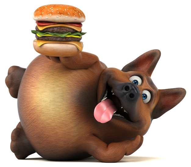 Divertido perro pastor alemán - Ilustración 3D