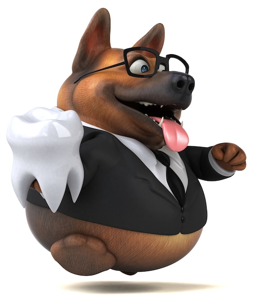 Divertido perro pastor alemán - Ilustración 3D