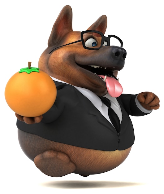 Divertido perro pastor alemán - Ilustración 3D