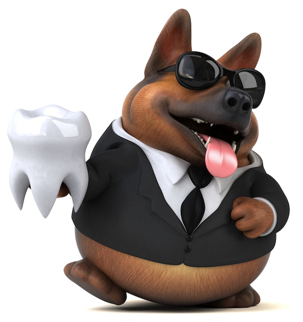 Divertido perro pastor alemán - Ilustración 3D