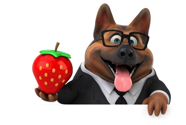 Divertido perro pastor alemán - Ilustración 3D