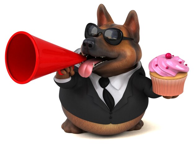 Divertido perro pastor alemán - Ilustración 3D