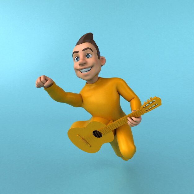 Divertido personagem de desenho animado 3D amarelo