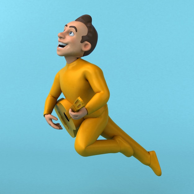 Divertido personagem de desenho animado 3D amarelo