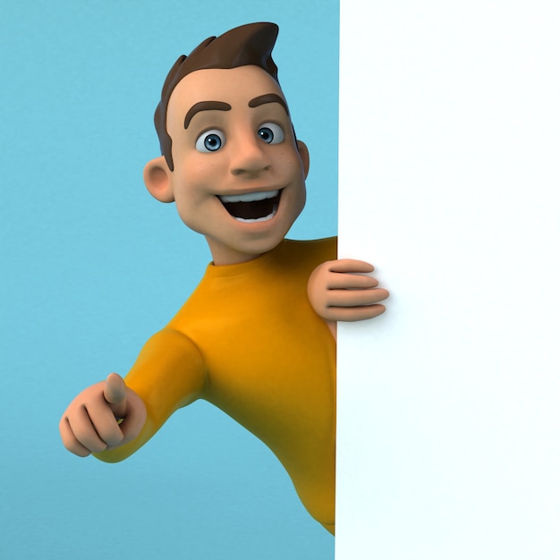 Divertido personagem de desenho animado 3D amarelo