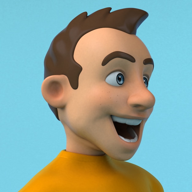 Foto divertido personagem de desenho animado 3d amarelo