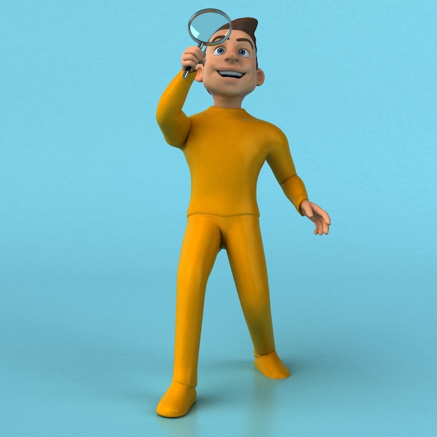 Divertido personagem de desenho animado 3D amarelo