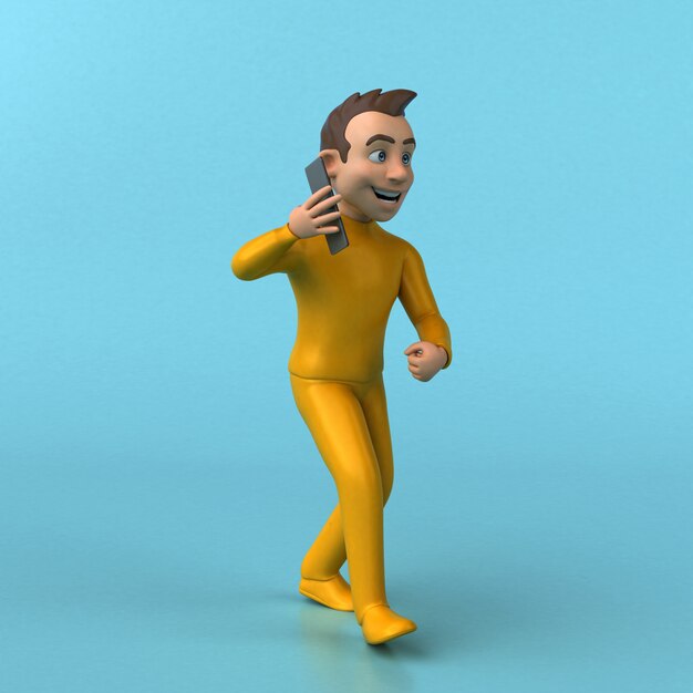 Foto divertido personagem de desenho animado 3d amarelo